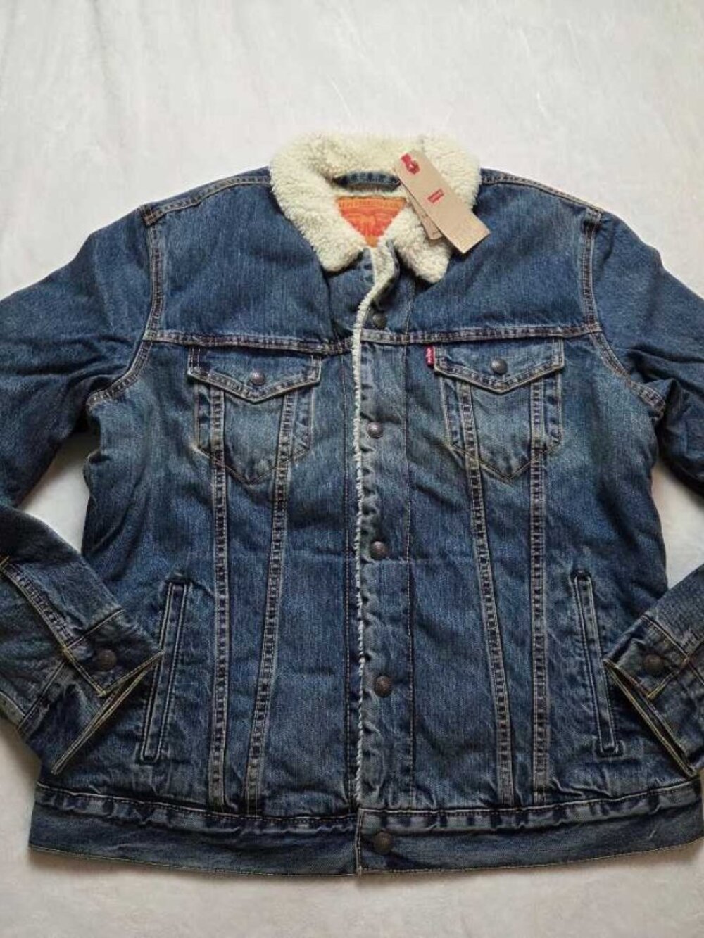 New L Levi's sherpa trucker jean jacket in Go Set Denim